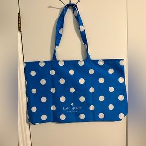 Kate Spade Cotton Blue and White Polka Dot Tote Bag